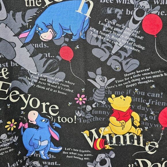 Disney Women's Large Winnie the Pooh Eeyore Black 3 Pocket Scrub Top Colorful - Picture 2 of 10